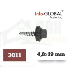 Покрівельні саморізи до металу Info-Global 4,8 х 19 RAL 3011, (250 шт)
