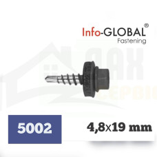 Покрівельні саморізи до металу Info-Global 4,8 х 19 RAL 5002, (250 шт)