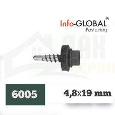 Покрівельні саморізи до металу Info-Global 4,8 х 19 RAL 6005, (250 шт)