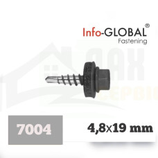 Покрівельні саморізи до металу Info-Global 4,8 х 19 RAL 7004, (250 шт)