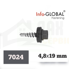 Покрівельні саморізи до металу Info-Global 4,8 х 19 RAL 7024, (250 шт)