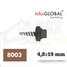 Покрівельні саморізи до металу Info-Global 4,8 х 19 RAL 8003, (250 шт)