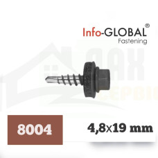Покрівельні саморізи до металу Info-Global 4,8 х 19 RAL 8004, (250 шт)