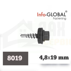 Покрівельні саморізи до металу Info-Global 4,8 х 19 RAL 8019, (250 шт)