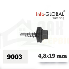 Покрівельні саморізи до металу Info-Global 4,8 х 19 RAL 9003, (250 шт)