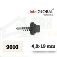 Покрівельні саморізи до металу Info-Global 4,8 х 19 RAL 9010, (250 шт)