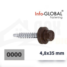 Покрівельні саморізи Info-Global 4,8 х 35, RAL 0000 оцинковані, (250 шт)