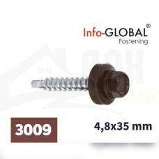 Покрівельні саморізи Info-Global 4,8 х 35, RAL 3009, (250 шт)