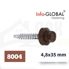 Покрівельні саморізи Info-Global 4,8 х 35, RAL 8004, (250 шт)