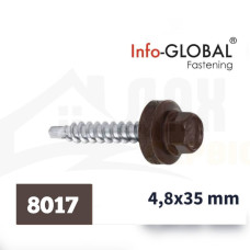 Покрівельні саморізи Info-Global 4,8 х 35, RAL 8017, (250 шт)