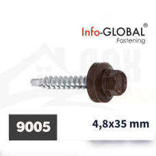 Покрівельні саморізи Info-Global 4,8 х 35, RAL 9005, (250 шт)