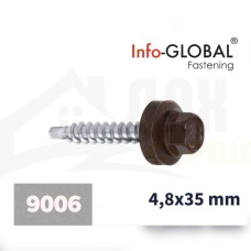 Покрівельні саморізи Info-Global 4,8 х 35, RAL 9006, (250 шт)