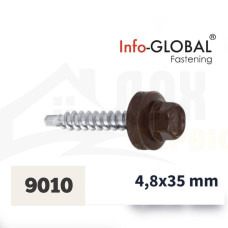 Покрівельні саморізи Info-Global 4,8 х 35, RAL 9010, (250 шт)