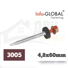 Покрівельні саморізи Info-Global 4,8 х 60 (100 шт) RAL 3005
