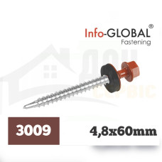 Покрівельні саморізи Info-Global 4,8 х 60 (100 шт) RAL 3009