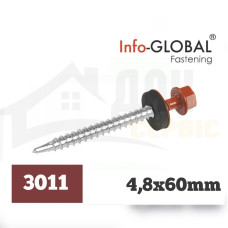 Покрівельні саморізи Info-Global 4,8 х 60 (100 шт) RAL 3011