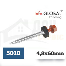 Покрівельні саморізи Info-Global 4,8 х 60 (100 шт) RAL 5010