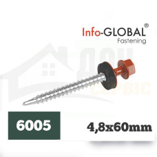 Покрівельні саморізи Info-Global 4,8 х 60 (100 шт) RAL 6005