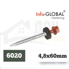 Покрівельні саморізи Info-Global 4,8 х 60 (100 шт) RAL 6020