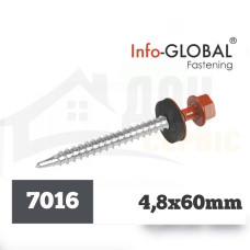 Покрівельні саморізи Info-Global 4,8 х 60 (100 шт) RAL 7016