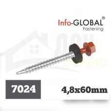 Покрівельні саморізи Info-Global 4,8 х 60 (100 шт) RAL 7024