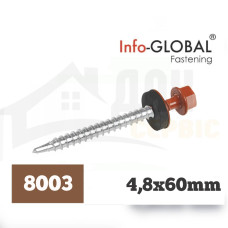 Покрівельні саморізи Info-Global 4,8 х 60 (100 шт) RAL 8003