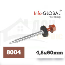 Покрівельні саморізи Info-Global 4,8 х 60 (100 шт) RAL 8004