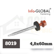 Покрівельні саморізи Info-Global 4,8 х 60 (100 шт) RAL 8019