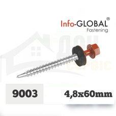 Покрівельні саморізи Info-Global 4,8 х 60 (100 шт) RAL 9003 