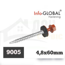 Покрівельні саморізи Info-Global 4,8 х 60 (100 шт) RAL 9005