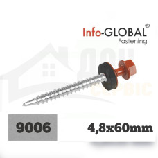 Покрівельні саморізи Info-Global 4,8 х 60 (100 шт) RAL 9006