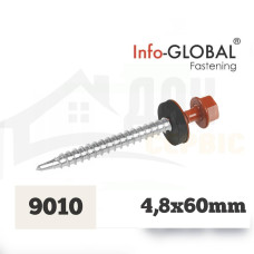 Покрівельні саморізи Info-Global 4,8 х 60 (100 шт) RAL 9010
