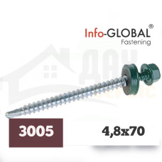 Покрівельні саморізи Info-Global 4,8 х 70 (100 шт) RAL 3005