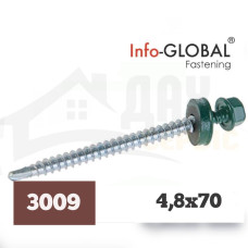 Покрівельні саморізи Info-Global 4,8 х 70 (100 шт) RAL 3009