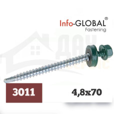 Покрівельні саморізи Info-Global 4,8 х 70 (100 шт) RAL 3011