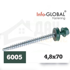 Покрівельні саморізи Info-Global 4,8 х 70 (100 шт) RAL 6005