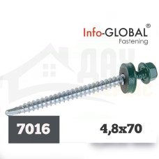Покрівельні саморізи Info-Global 4,8 х 70 (100 шт) RAL 7016