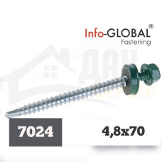 Покрівельні саморізи Info-Global 4,8 х 70 (100 шт) RAL 7024