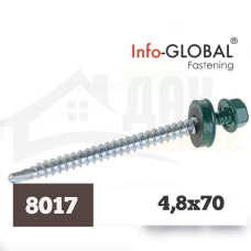 Покрівельні саморізи Info-Global 4,8 х 70 (100 шт) RAL 8017