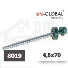 Покрівельні саморізи Info-Global 4,8 х 70 (100 шт) RAL 8019