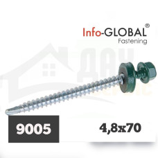 Покрівельні саморізи Info-Global 4,8 х 70 (100 шт) RAL 9005