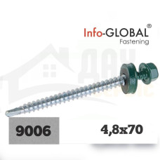Покрівельні саморізи Info-Global 4,8 х 70 (100 шт) RAL 9006