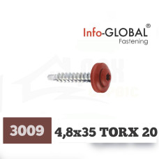 Покрівельні саморізи Info-Global 4,8 х 35 (250 шт) TORX 20 RAL 3009