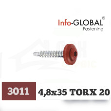 Покрівельні саморізи Info-Global 4,8 х 35 (250 шт) TORX 20 RAL 3011