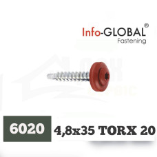 Покрівельні саморізи Info-Global 4,8 х 35 (250 шт) TORX 20 RAL 6020