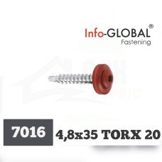 Покрівельні саморізи Info-Global 4,8 х 35 (250 шт) TORX 20 RAL 7016