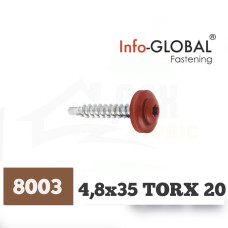 Покрівельні саморізи Info-Global 4,8 х 35 (250 шт) TORX 20 RAL 8003