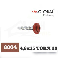 Покрівельні саморізи Info-Global 4,8 х 35 (250 шт) TORX 20 RAL 8004