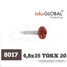 Покрівельні саморізи Info-Global 4,8 х 35 (250 шт) TORX 20 RAL 8017