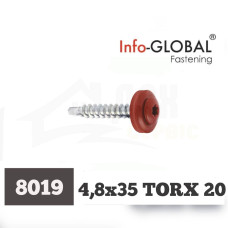 Покрівельні саморізи Info-Global 4,8 х 35 (250 шт) TORX 20 RAL 8019